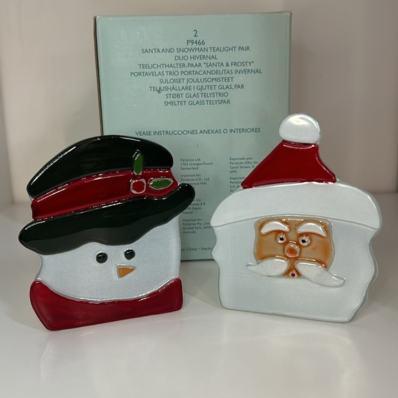 PartyLite Santa & Snowman Glass Tealight Candle Holders - Picture 5 of 7